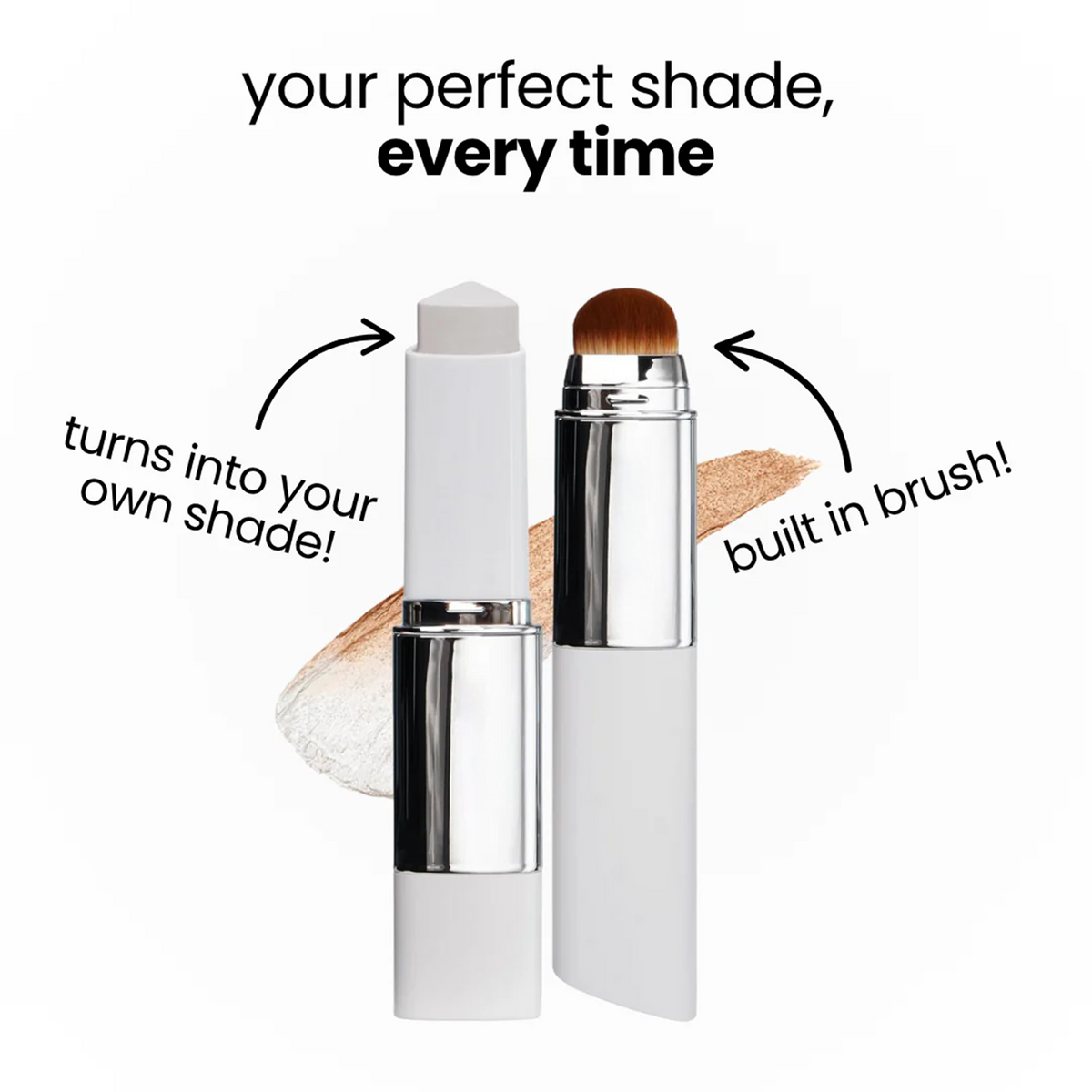 Color-Matching Cream Foundation Stick with Built-In Brush