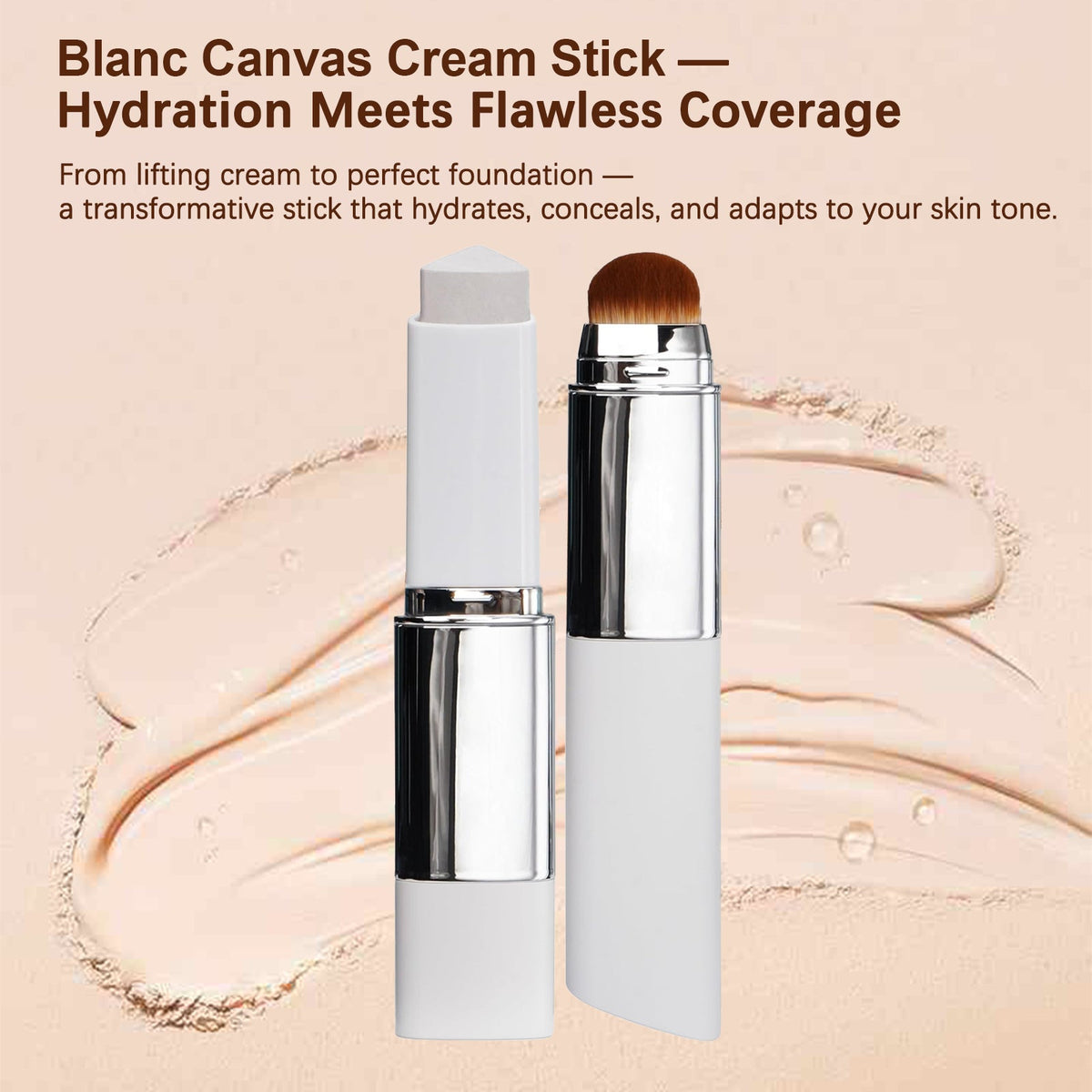 Color-Matching Cream Foundation Stick with Built-In Brush